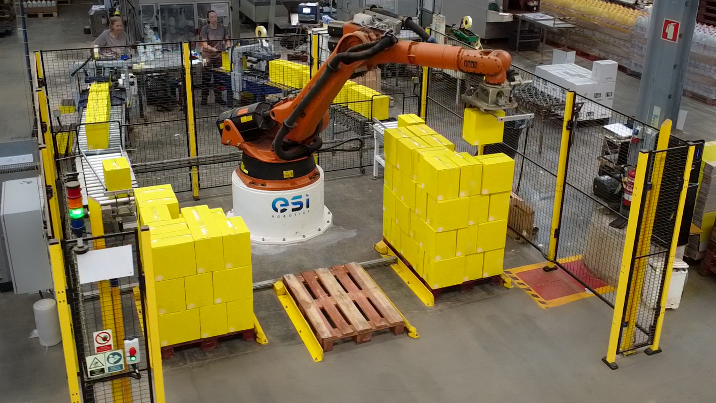 Automação Eficiente da Paletização de Caixas: Um Caso de Estudo ESI Robotics 3