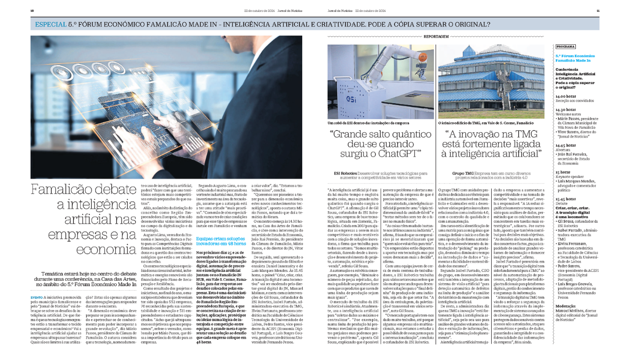 ESI Robotics in Jornal de Notícias | 5th Famalicão Made IN Economic Forum 1