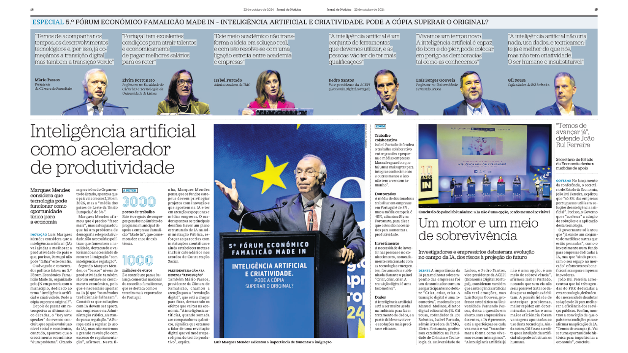 ESI Robotics no Jornal de Notícias | 5º Forum Económico Famalicão Made IN 2